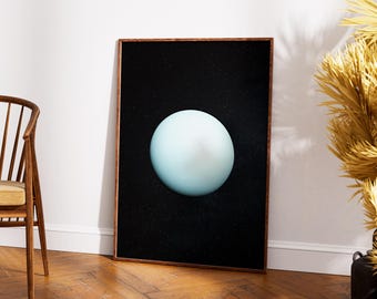 Print planeet Uranus: lichtblauwe ijsreus, Voyager 2 Space Art