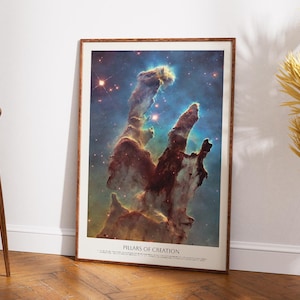 Pillars of Creation NASA | Iconic Hubble Space Telescope Image | Star-Forming Region in Eagle Nebula | Astronomy Wall Art | M16 Messier 16