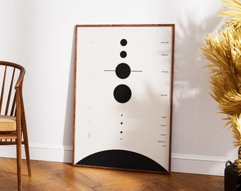 Monochrome Solar System Planet Chart for Minimalist Modern Home Decor