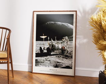 Apollo 15 Poster: Mond-Mission 1971, Weltraumforschungskunst