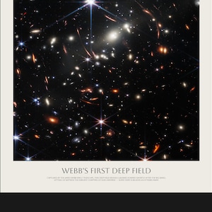 The image is a captivating deep field photograph of a distant galaxy, showcasing the vastness and complexity of the universe.