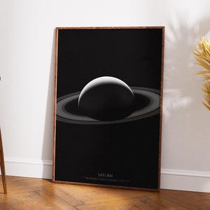 Saturn Space Print: NASA Cassini Photograph, Dark Interior Wall Art
