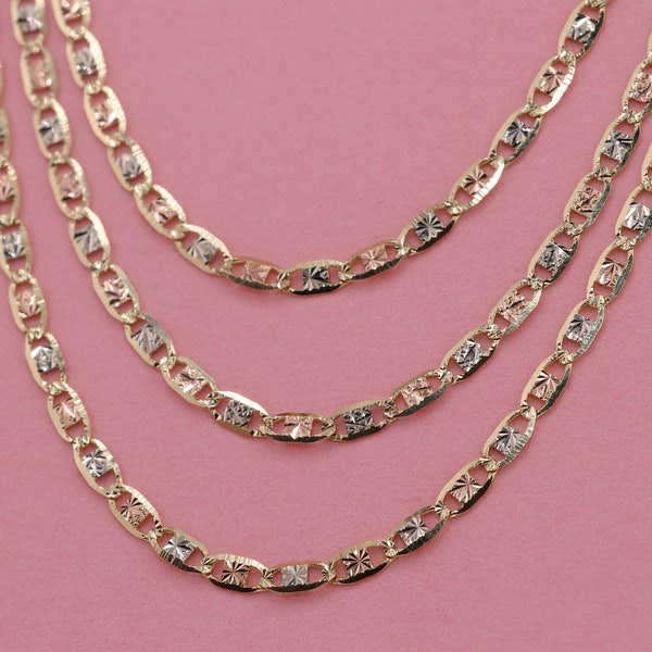 14K Valentino Chain/ 14K Tri Color Dainty Chain / Women Chain / Birthday Gift