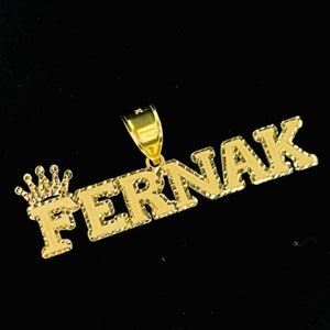 Solid 10K or 14K Crown Gold Personalized HANDMADE Name Pendant Charm Jewelry