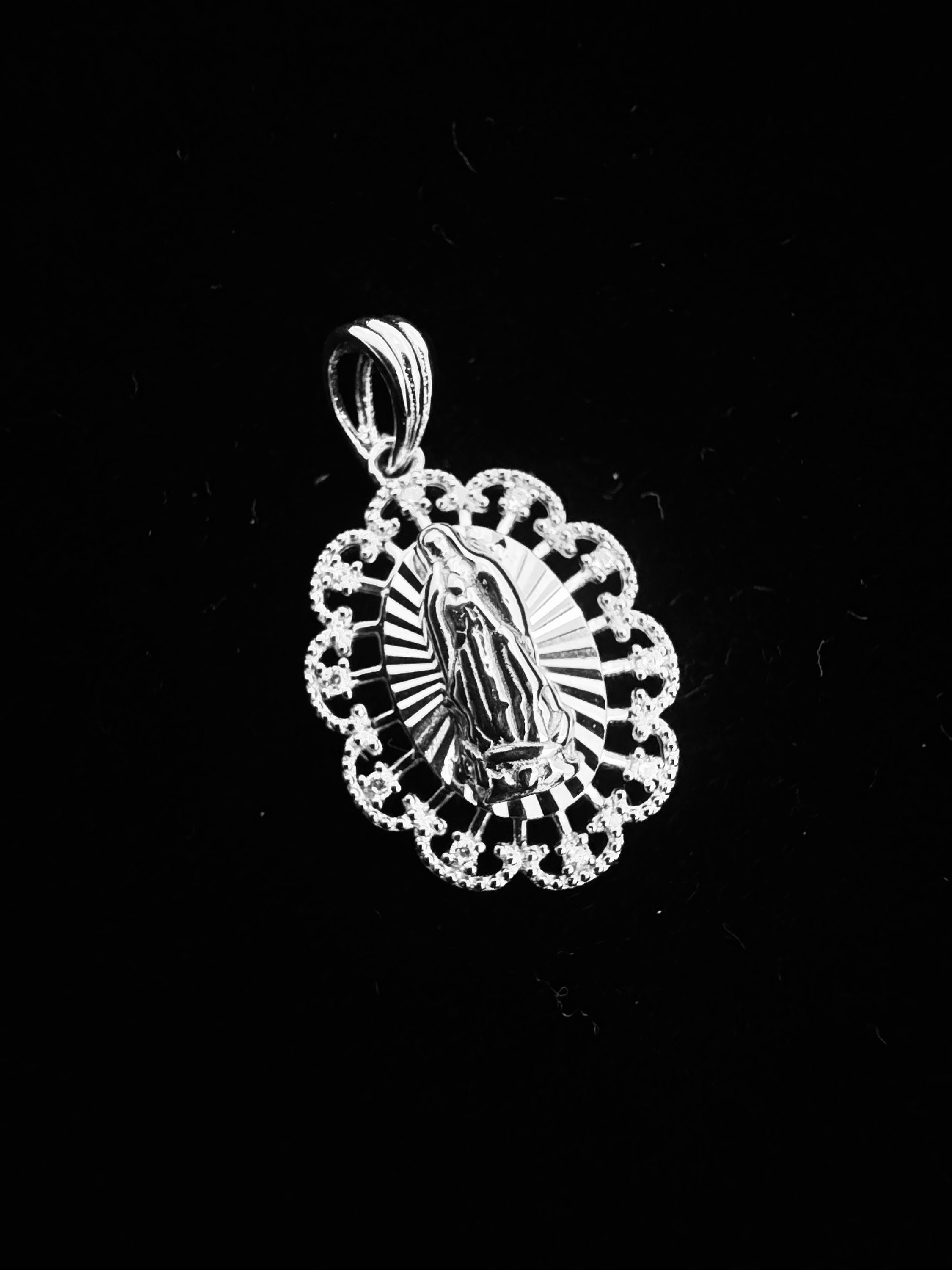 799646c01 SOLID Genuine 925 Sterling Silver Lady of Guadalupe Pendant, Religious ...