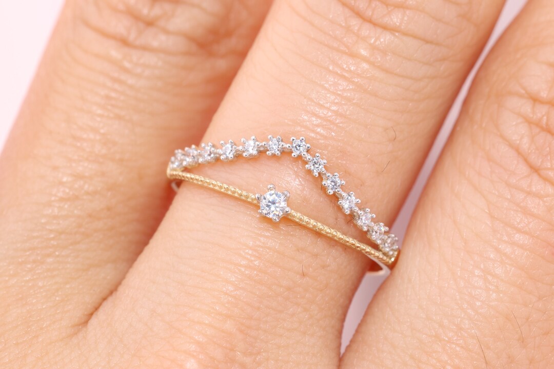 14k Gold Cubic Stacking Ring/ Dainty Ring / Gifts for Best Friend ...