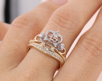 14K Gold 15 Anos Quinceanera Princess Tiara Crown RING/ Fifteen CZ Stones for Sweet 15th Birthday Gift / Gift for Her / Birthday Gift