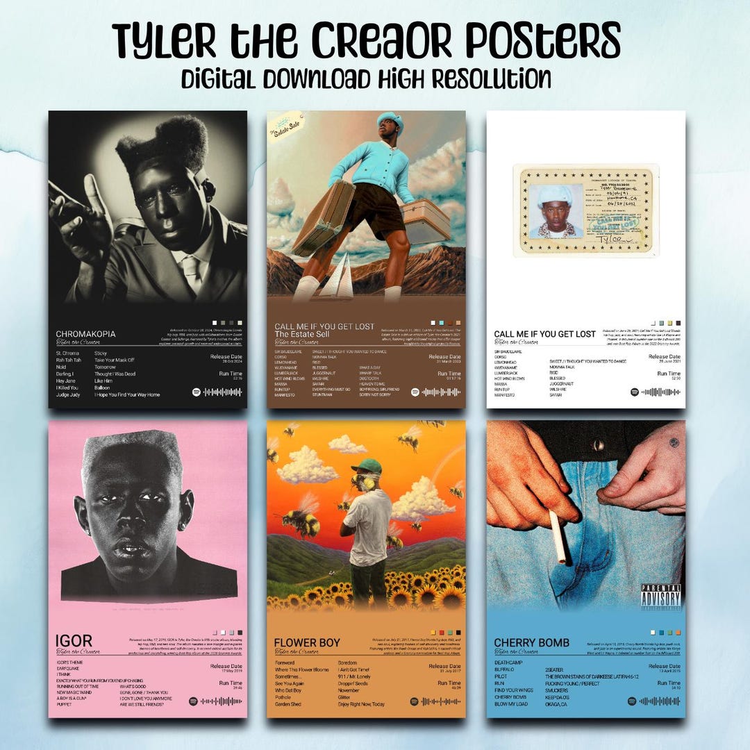 Tyler the Creator Album Art Posters, Set of 6 High-quality Downloads
