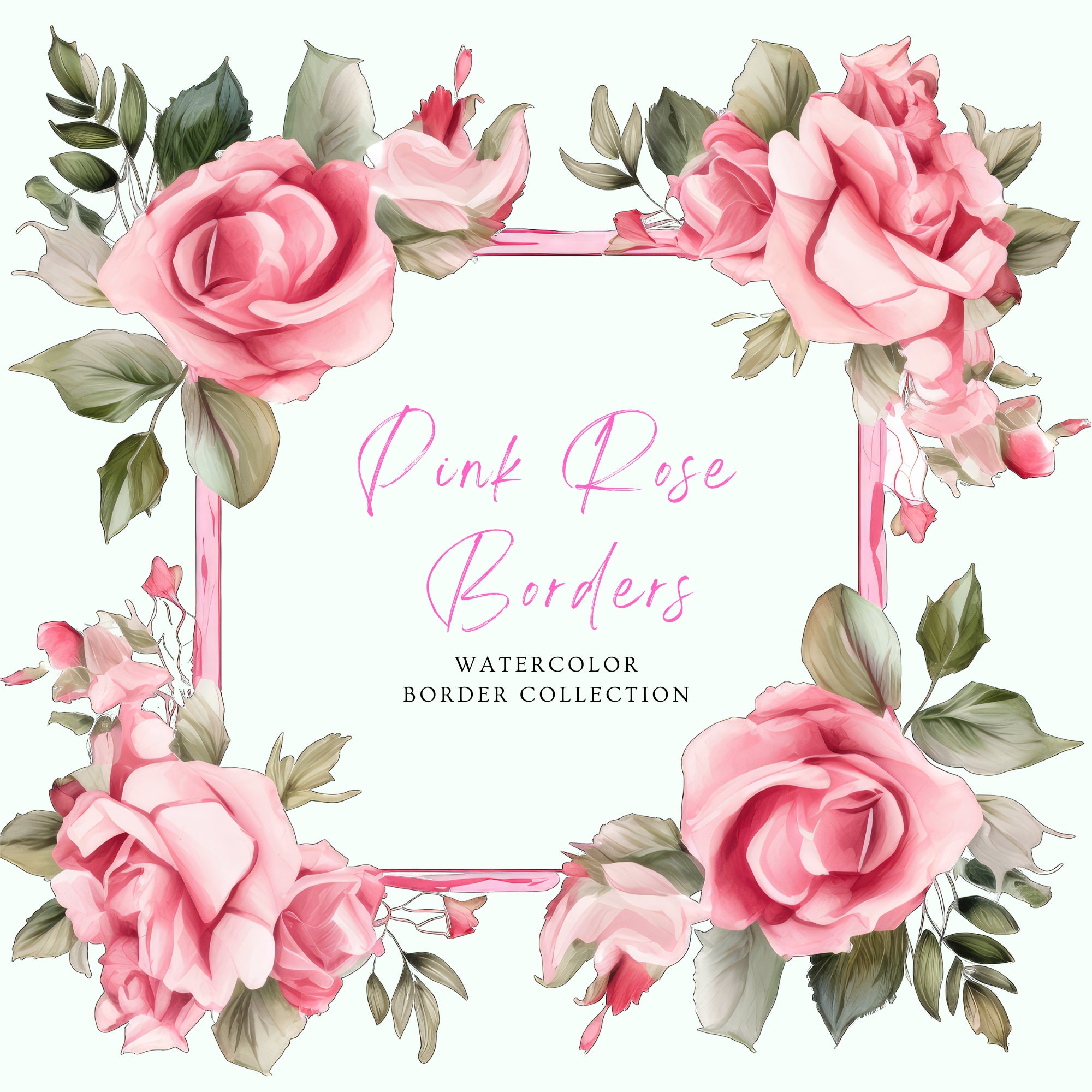 Pink Rose Clip Art Border