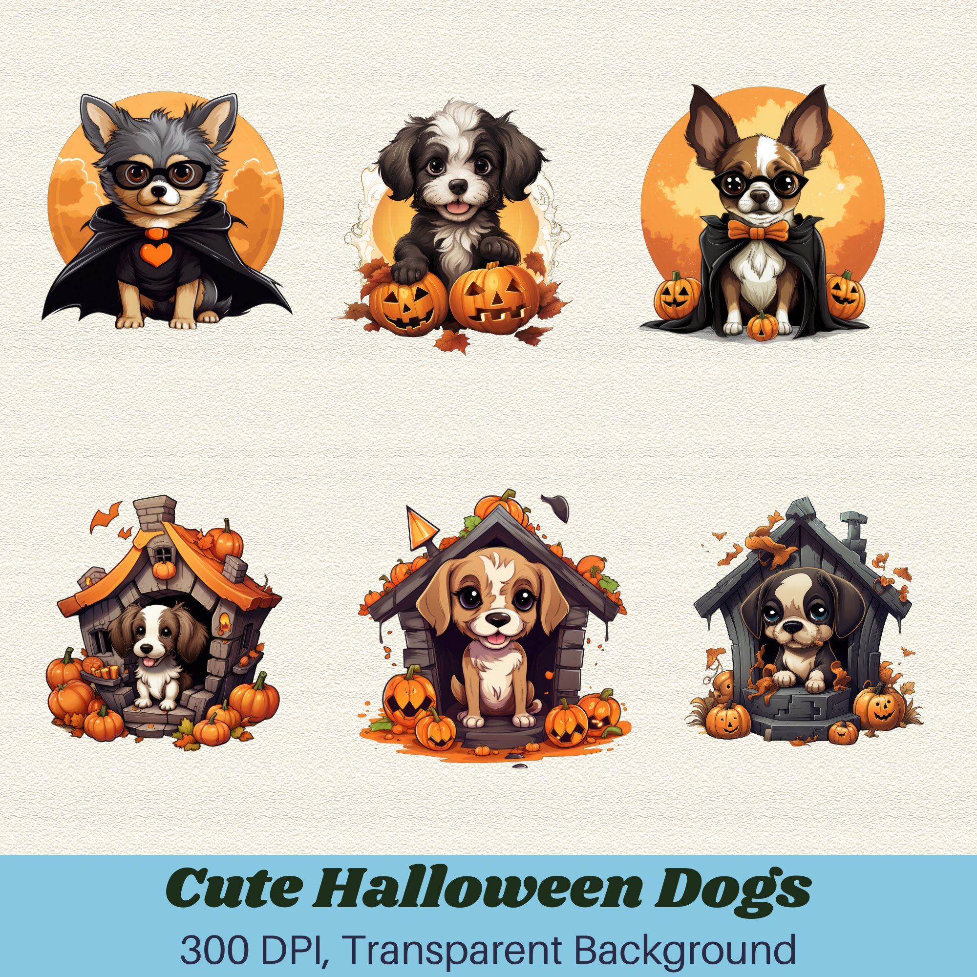 Cute Halloween Dogs Clipart Bundle Halloween T-shirt - Etsy