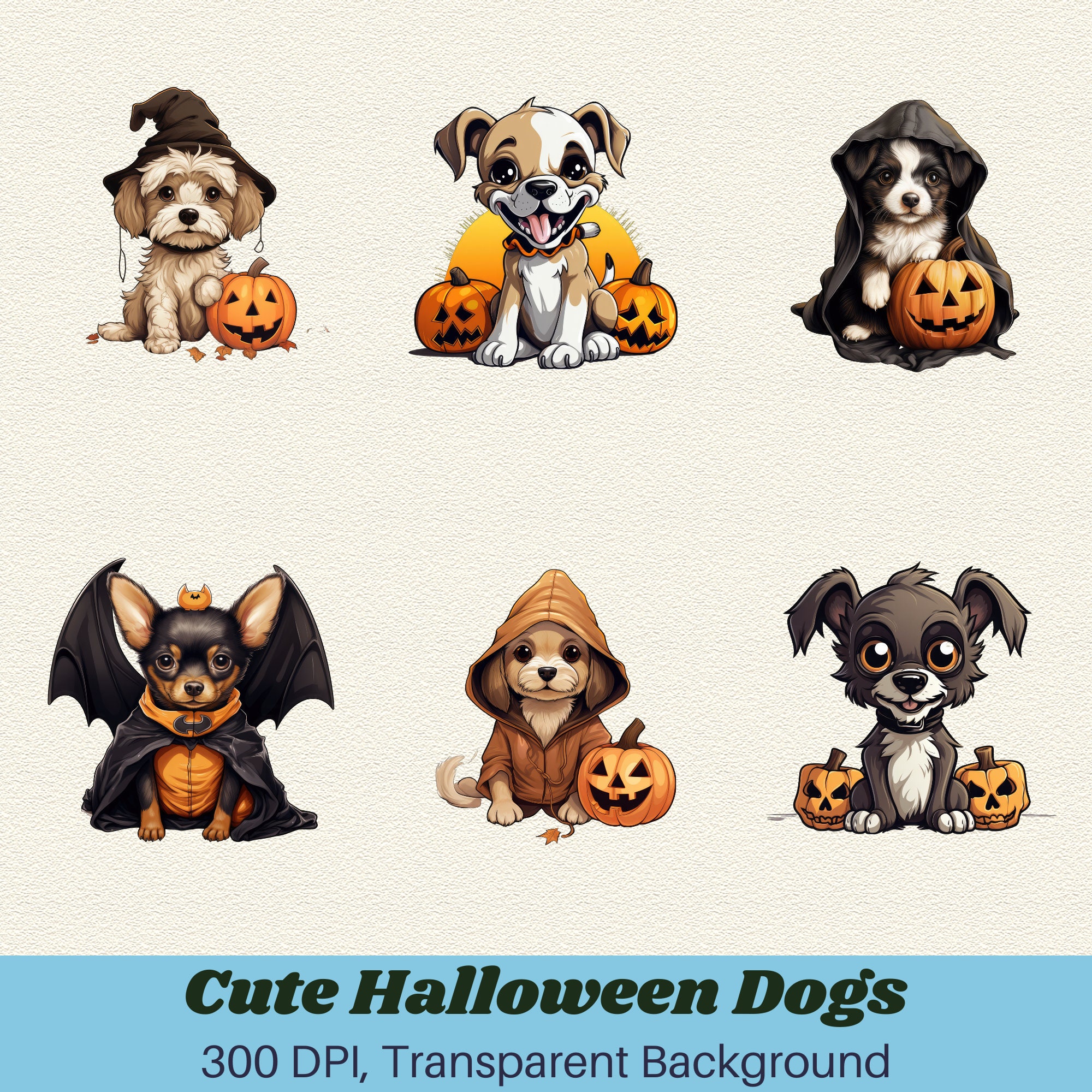Cute Halloween Dogs Clipart Bundle Halloween T-shirt - Etsy