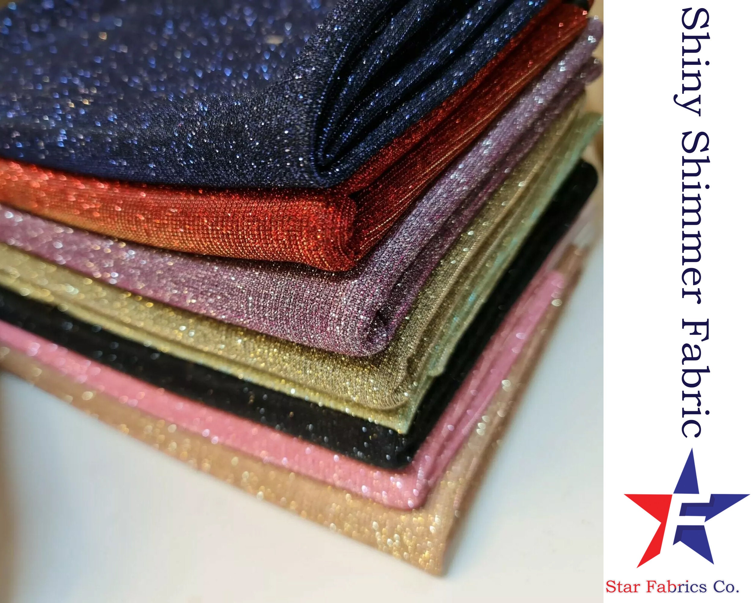 Glimmershiny Shimmer Fabric by the Yard Stretch Glitter Fabric Luxury