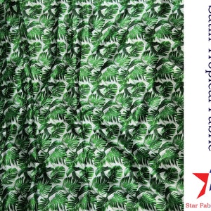 Palm Leaf Printed fabric By the yard Tropical palm leaves pattern Satin fabric Width 44&#39;&#39; Botanical tropical plants fabric Satin fabrics