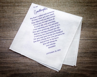 Personalized Wedding Handkerchief for Men Wedding Handkerchief for Dad Embroidered Wedding Handkerchief For Father Wedding gift to dad