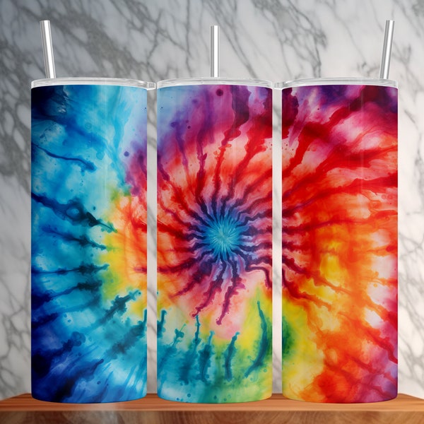 Tie Dye Skinny 20oz Tumbler Sublimation Design | Colorful - Instant Download PNG | Straight - Tapered