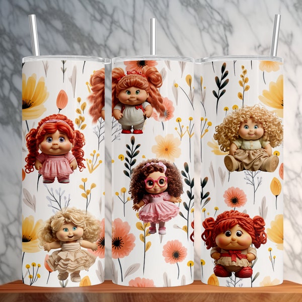 Cabbage Patch Dolls Skinny 20oz Tumbler Sublimation Design | Instant Download PNG | Straight - Tapered