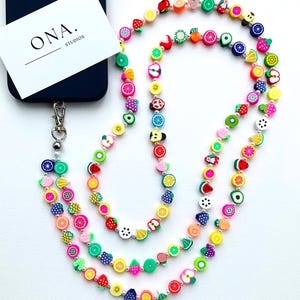 Cordino per cellulare a tracolla con perline: ciondolo a forma di frutta Y2K, cinturino per avere le mani libere, regalo di Pasqua