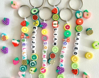 Personalised Keychain | Fruit Keyring |  Class Gift | Nursery Graduation |Teacher Gift | Party Favours | Student gift | School Leavers Gift