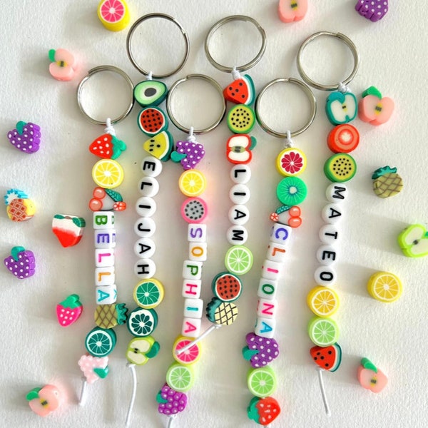 Personalised Keychain | Fruit Keyring |Class Gift | Nursery Graduation |Teacher Gift | Party Bag Fillers | School Leavers Gift | Luggage Tag