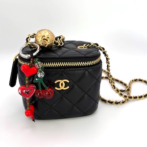 Dije para bolso, Dije para bolso con cuentas, Llavero para bolso, Dije para bolso bonito, Dije para bolso grueso, Llavero, Regalo para el día de la madre, Cadena para bolso con cereza, Dije para bolso con forma de corazón