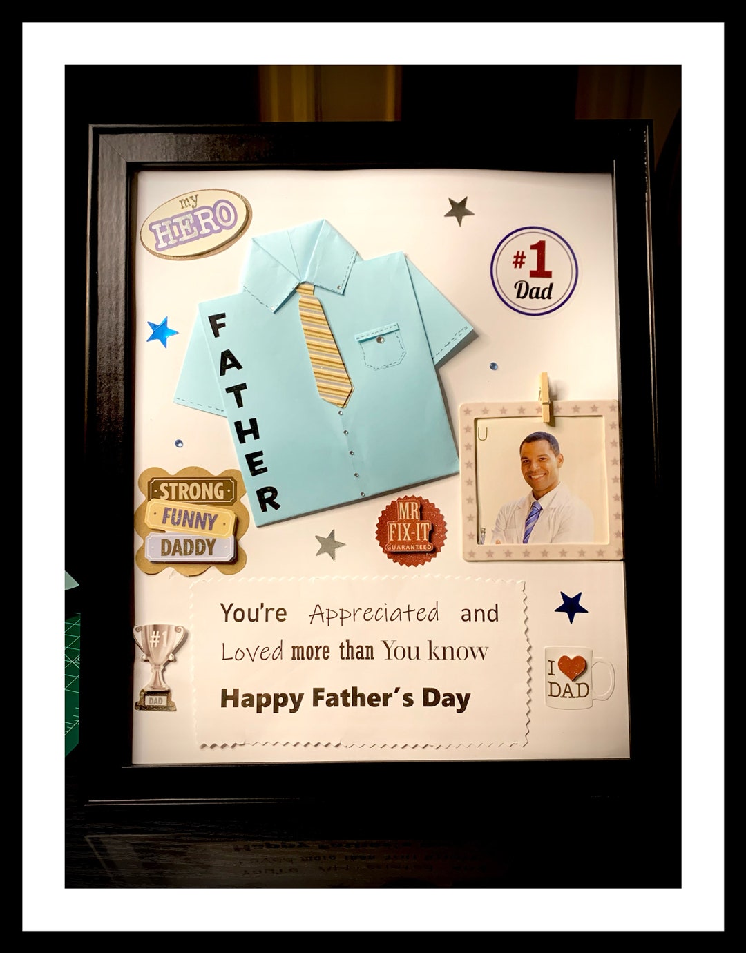 Personalized Fathers Day Shadow Box Handmade Gift Etsy