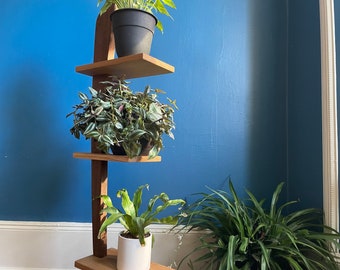 Handmade MCM Inspired Three Tier Plant Stand Handmade Solid Hardwood Custom Orders Ash Oak Maple