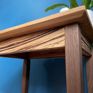 Shaker Inspired End Table handmade from Walnut, Ash, and Zebra wood
