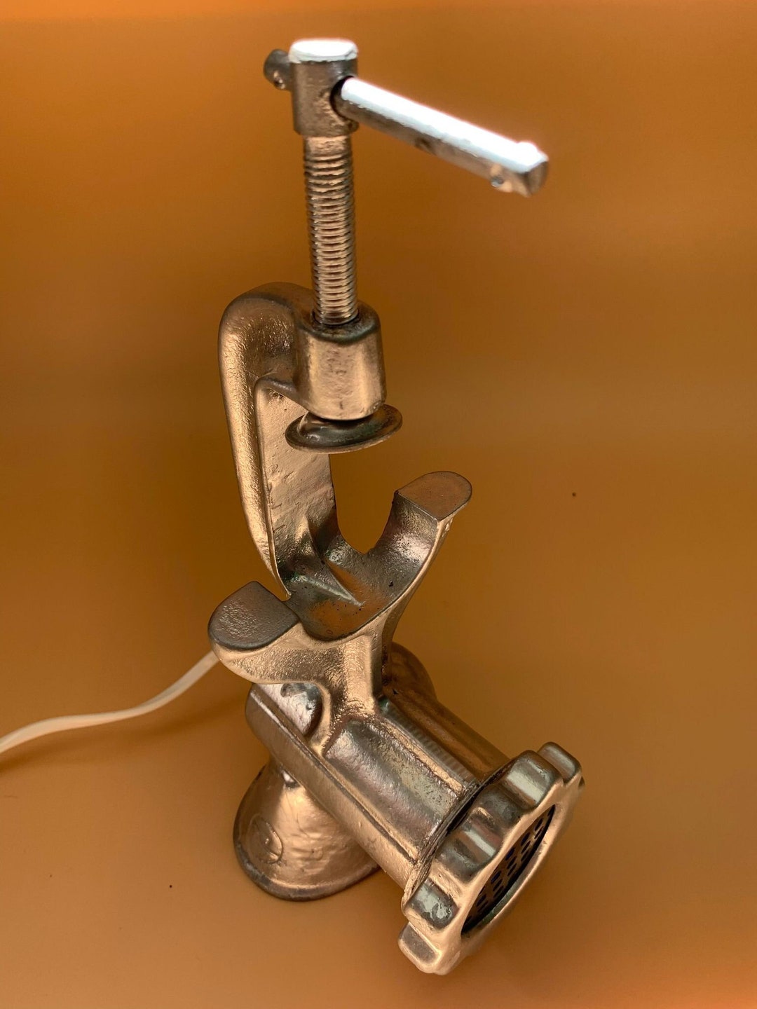 Vintage Meat Grinder Lamp With Blue Light Etsy