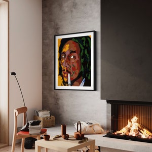 Peinture abstraite de Bob Marley, impression d'art mural, art mural inspiré du reggae, impression d'art de Bob Marley pour le salon, décoration murale de Bob Marley pour l'entrée