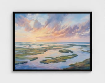 Pintura de Florida, Impresión artística del Parque Nacional Everglades, Póster de Florida, Póster de viaje a los humedales de los Everglades, Arte de los Everglades, Arte enmarcado listo para colgar