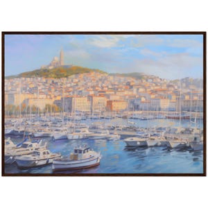 Marseille Oil Painting France Art Print Porto Cityscape, France Wall Decor Marseille Painting, Europe Print, Marseille Habour Wall Decor