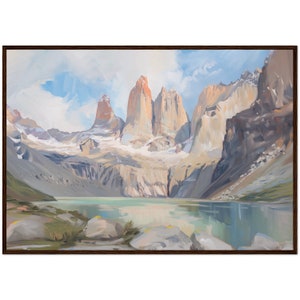 Torres del Paine Dipinto Cile Viaggio Arte Stampa Sud America Patagonia Arte Stampa Pittura a olio Parco nazionale Viaggio Poster Arte Stampa