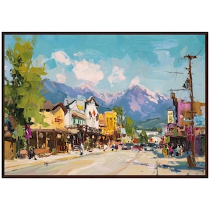 Jackson Hole Wyoming Painting, Jackson Hole Town Square Art Print Western Decor, Mountain Print, City Art Print Jackson Hole Cache Street