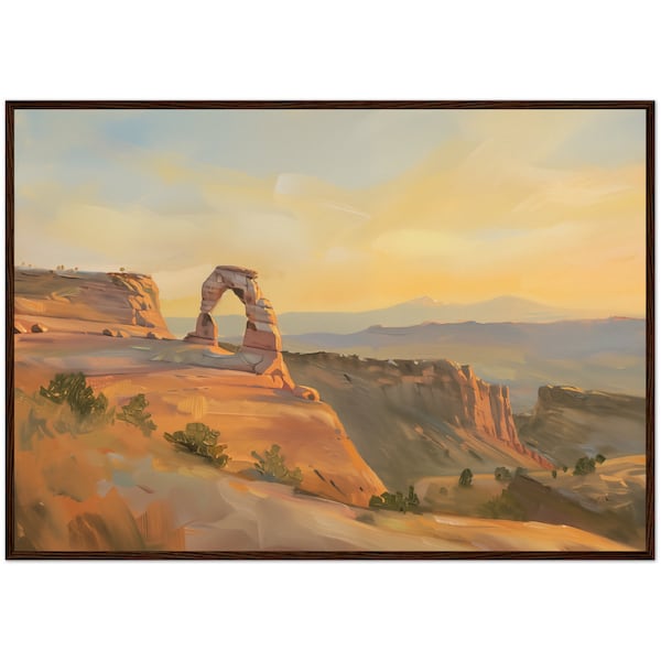 Arches National Park Painting Warm Rustic Utah Art Print Western Wall Decor Desert Landscape Ready to Hang Framed Art Dedicate Arch Painting