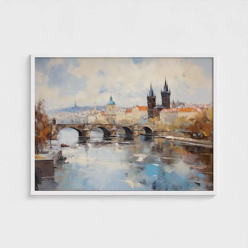 Prague City Painting Art Print Wall Art Impressionism Cityscape Art European City Scene Wall Decor for Travel Lovers Prague Landscape Art image 7