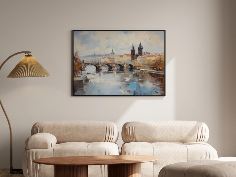 Prague City Painting Art Print Wall Art Impressionism Cityscape Art European City Scene Wall Decor for Travel Lovers Prague Landscape Art image 5