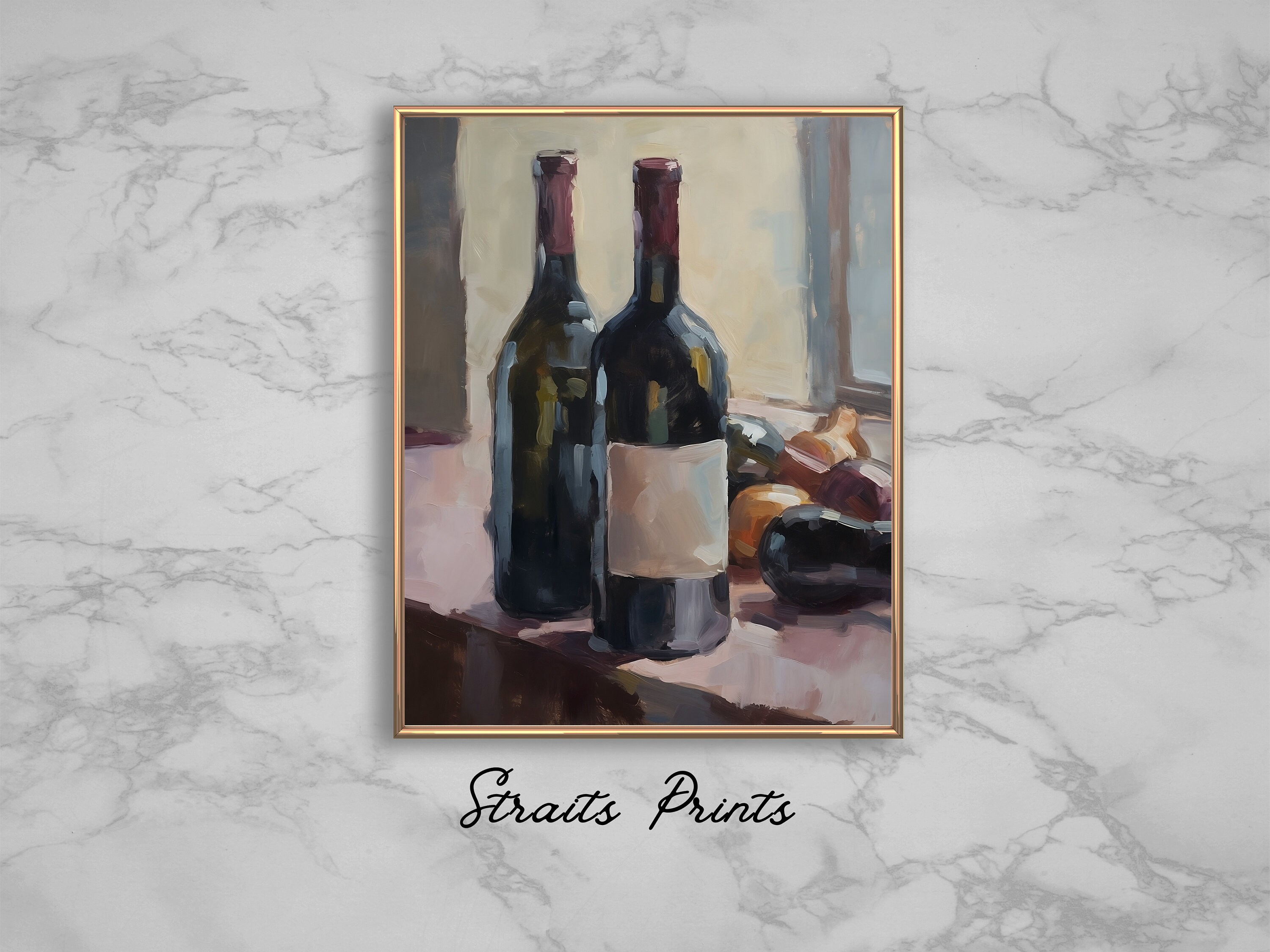 Oil Painting Wine Art Print Still Life Oil Painting French Kitchen Art ...