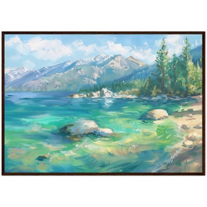 Lake Tahoe Oil Painting USA Art Print Vibrant Nature Wall Decor Lake Tahoe Wall Decor California Travel Poster Travel Framed Art