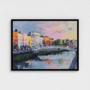 ダブリン アイルランド ハーペニー橋 絵画 アートプリント アイルランド ウォールアート 旅行 アートプリント、アイルランド 都市景観 アイルランド アート、ヨーロッパ プリント 旅行 ギフト