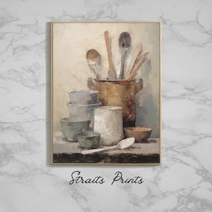 Painting of Farmhouse Print | Vintage Rustic Kitchen Painting | Country Wall Decor | Country Kitchen Print Wall Decor Printable Downloadable