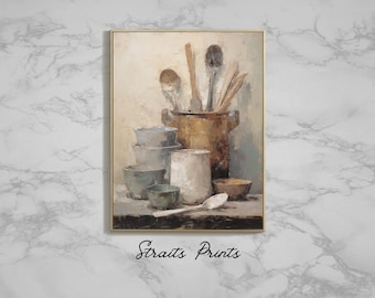 Painting of Farmhouse Print | Vintage Rustic Kitchen Painting | Country Wall Decor | Country Kitchen Print Wall Decor Printable Downloadable