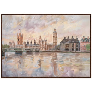 London Impressionism Painting UK Travel Art Print  England Painting, London Skyline Painting London Cityscape Ready to Hang Wall Decor