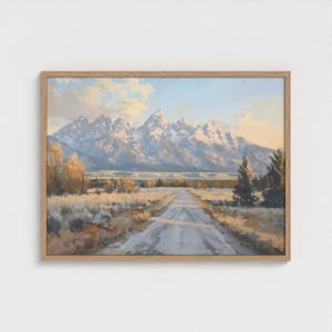 Dipinto del Parco Nazionale del Grand Teton, decorazione western, stampa di montagna, decorazione murale naturalistica, dipinto sulla strada del Grand Teton, decorazione murale con paesaggio montano immagine 10