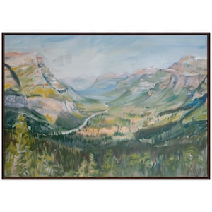 Glacier National Park Oil Painting Panoramic View of Glacier National Park Art Print Nature Wall Decor  Art Print Montana Travel Poster USA