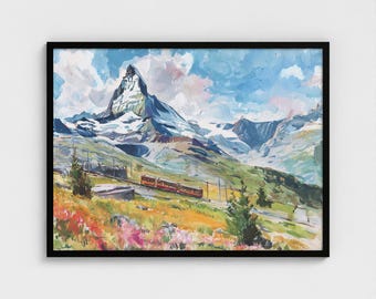 マッターホルン・ツェルマットのプリント、スイスの絵画、スイス