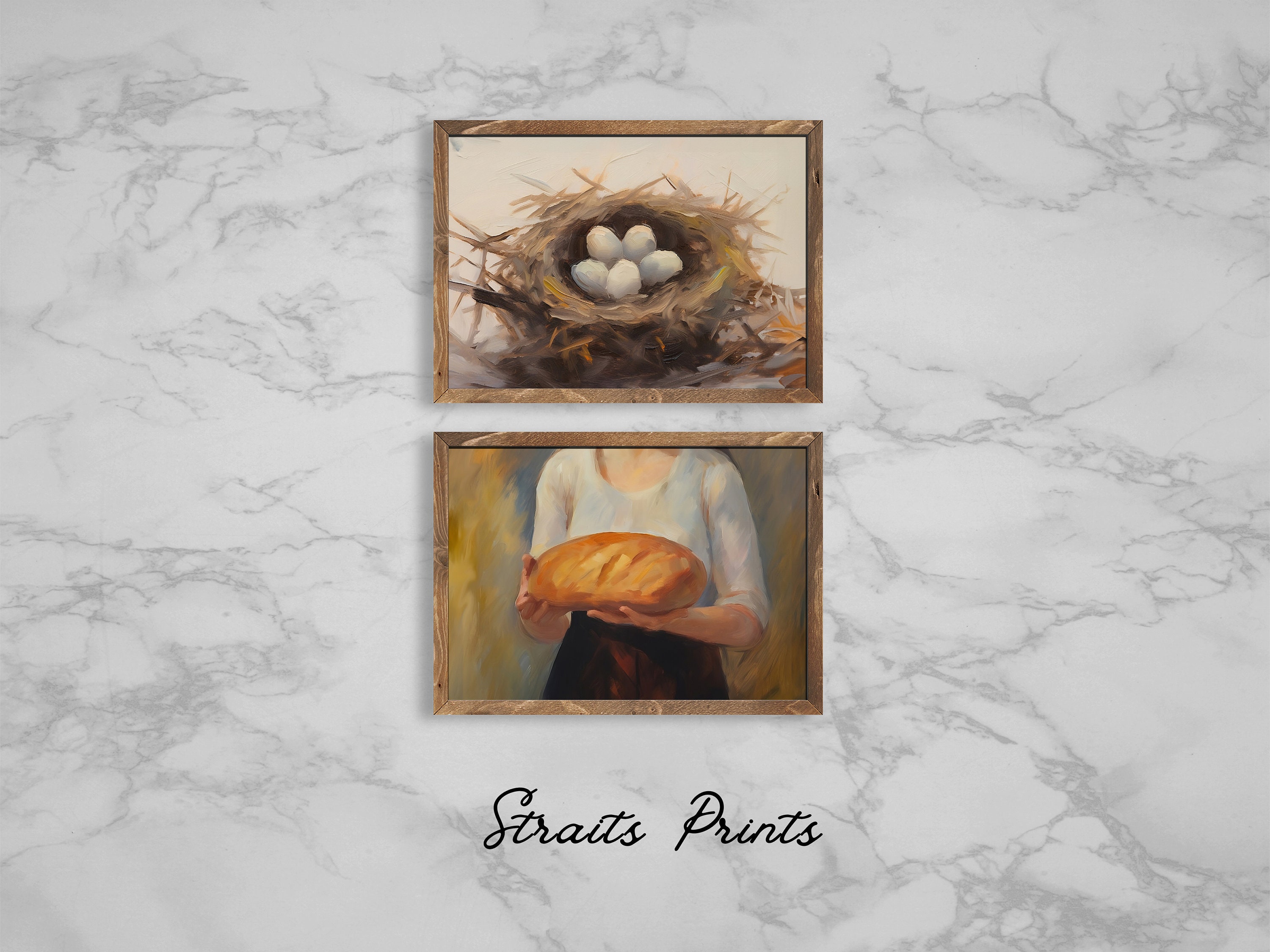 Vintage Oil Painting Kitchen Art Print Kitchen Gallery Wall Set Vintage ...