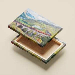 Scotland Highland Oil Painting Glenfinnan Viaduct Art Print Train Running through Scotland Nature Beauty Wall Decor Scotland Travel Gift image 10