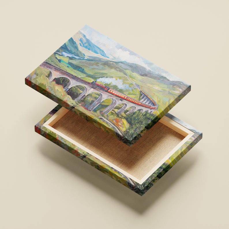 Scotland Highland Oil Painting Glenfinnan Viaduct Art Print Train Running through Scotland Nature Beauty Wall Decor Scotland Travel Gift image 10