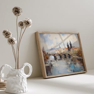 Prague City Painting Art Print Wall Art Impressionism Cityscape Art European City Scene Wall Decor for Travel Lovers Prague Landscape Art image 2
