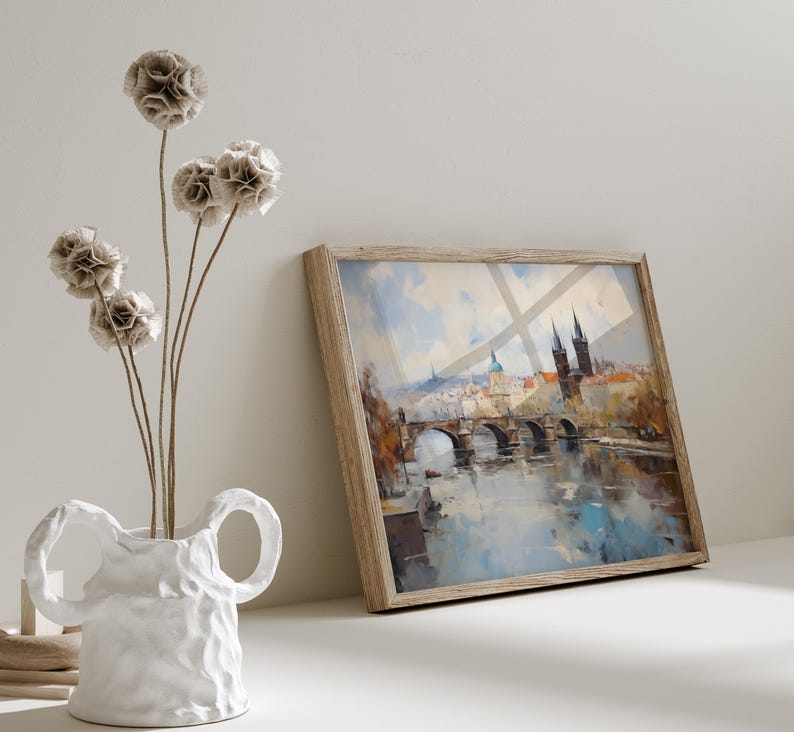 Prague City Painting Art Print Wall Art Impressionism Cityscape Art European City Scene Wall Decor for Travel Lovers Prague Landscape Art image 2